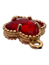 Ruby four leaf clover double ring crystal charm, SKU#M2142ruby