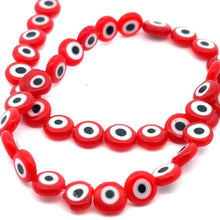 Flat 7.99mm round evil eye beads, SKU#M3167
