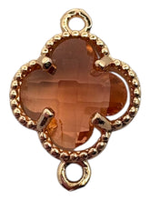 Champagne double ring four leaf clover crystal charm, SKU#M2142champagne