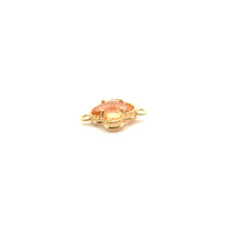 Champaign four leaf clover double ring crystal charm, SKU#M2142Champaign
