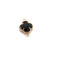Lack four leaf clover double ring crystal charm, SKU#M2142Black