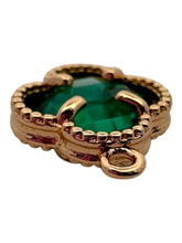 Emerald green double ring four leaf clover, SKU#M2142Egreen