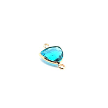 Blue triangle double ring crystal charm, SKU#M2157blue