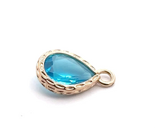 Light blue tear drop shape crystal charm, SKU#M2141lightblue