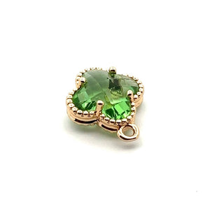 Light green four leaf clover charm, 14K gold plated. SKU# M8816