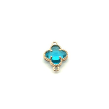 Blue four leaf clover double ring crystal charm, SKU#M2142blue