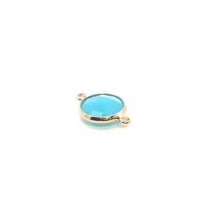 Light blue circle crystal charm double ring. SKU#M2148lightblue