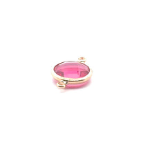 Pink circle crystal charm double ring. SKU#M2148pink