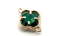 Emerald green four leaf clover crystal charm, SKU#M2142Emerald