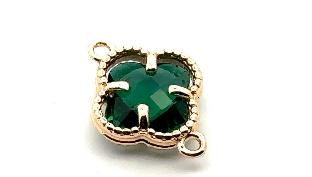 Emerald green four leaf clover crystal charm, SKU#M2142Emerald