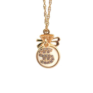 Money Sign Crown Charm, Gold Plated