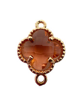 Champagne double ring four leaf clover crystal charm, SKU#M2142champagne