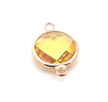 Yellow circle crystal charm double ring. SKU#M2148yellow