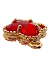 Ruby four leaf clover double ring crystal charm, SKU#M2142ruby