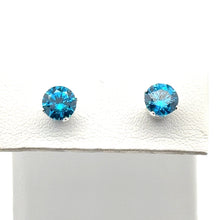 6mm Aqua Blue 3A CZ Snap-In Post Earring, Sterling Silver, Sku#5011260M9