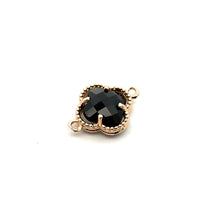Lack four leaf clover double ring crystal charm, SKU#M2142Black