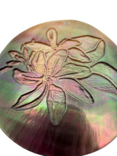 Round mother of pearl, carved flower, SKU#M4046