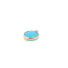 Light blue circle crystal charm double ring. SKU#M2148lightblue