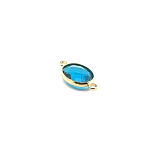 Light blue oval shape double ring crystal charm,SKU#M2143lightblue