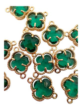 Emerald green double ring four leaf clover, SKU#M2142Egreen