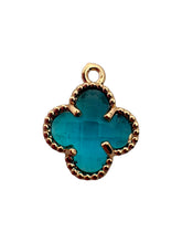 Light blue four leaf clover charm, SKU#M2158-12