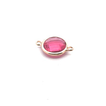 Pink circle crystal charm double ring. SKU#M2148pink
