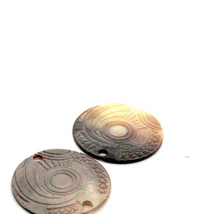 Mother Of Pearl Shell, Circle Mother Of Pearl, Carved MOP, Sku#M2999