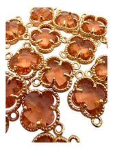 Champagne double ring four leaf clover crystal charm, SKU#M2142champagne