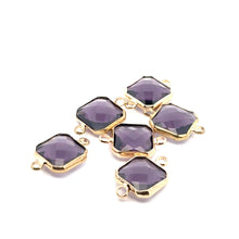 Purple Square charm, double ring crystal charm, SKU#M2145purple