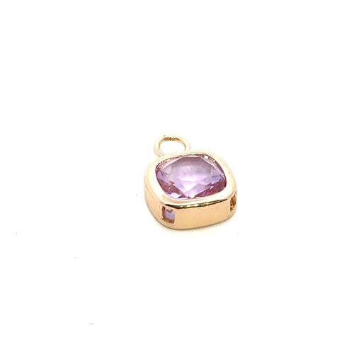 Purple Square shape crystal charm, gold plated, SKU#M2164purple