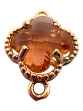 Champagne double ring four leaf clover crystal charm, SKU#M2142champagne