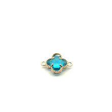 Blue four leaf clover double ring crystal charm, SKU#M2142blue