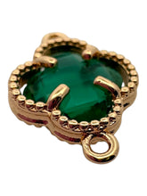 Emerald green double ring four leaf clover, SKU#M2142Egreen