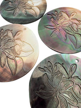 Round mother of pearl, carved flower, SKU#M4046