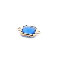 Blue Square charm, double ring crystal charm, SKU#M2145blue