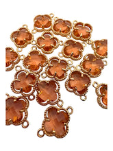 Champagne double ring four leaf clover crystal charm, SKU#M2142champagne