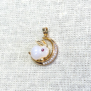 Moon Rabbit Pendant, Gold Plated, M4433