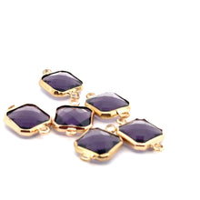 Purple Square charm, double ring crystal charm, SKU#M2145purple