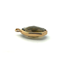 Champagne Brown Oval Hexagon Charm, Gold Plated, Sku#M2139