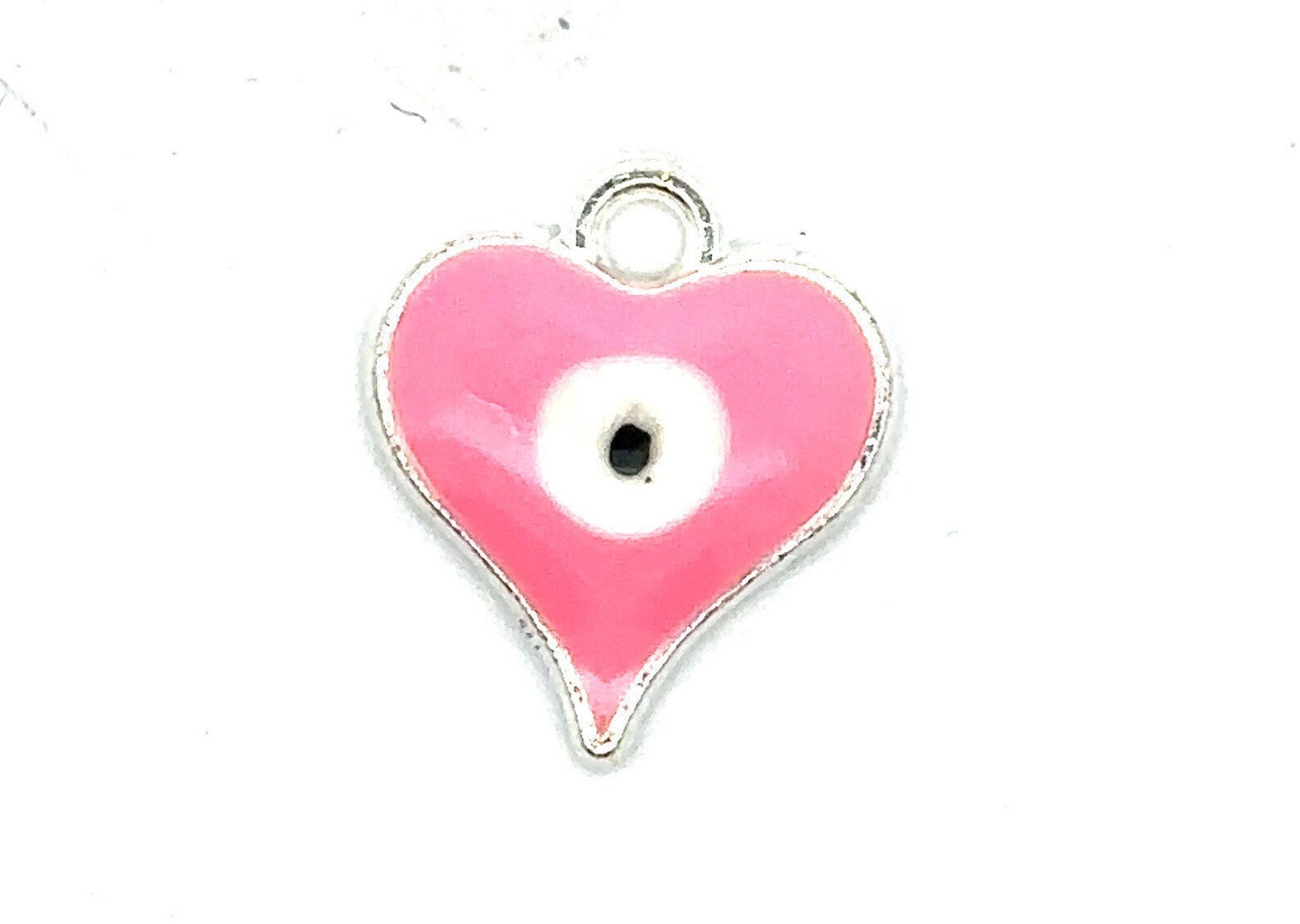 Heart shaped pink evil eye charm, SKU#M3394 – Aloha Pearls Schwartz