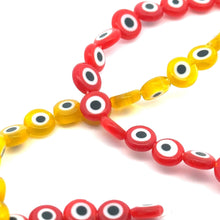 Flat 7.99mm round evil eye beads, SKU#M3167