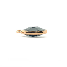 Soft Black Oval Hexagon Charm, Gold Plated, Sku#M2139
