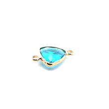 Blue triangle double ring crystal charm, SKU#M2157blue