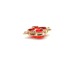 Red four leaf clover double ring crystal charm,SKU#M2142red