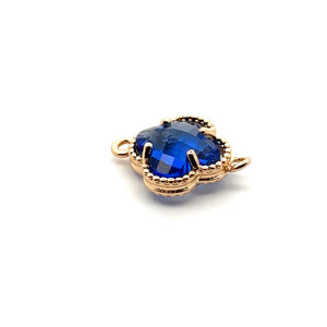 Royal blue four leaf clover double ring crystal charm, SKU#M2142Rblue