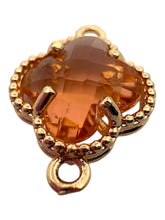 Champagne double ring four leaf clover crystal charm, SKU#M2142champagne