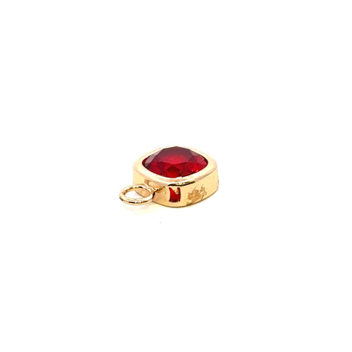 Ruby Square shape crystal charm, gold plated, SKU#M2164ruby