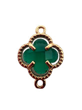 Emerald green double ring four leaf clover, SKU#M2142Egreen