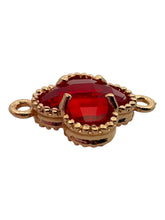 Ruby four leaf clover double ring crystal charm, SKU#M2142ruby