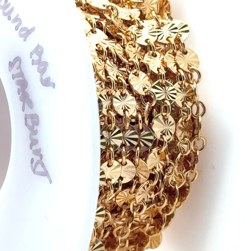 4mm Round Bar Starburst Disc Chain, 14k Gold Filled, Per Foot, SM957SB